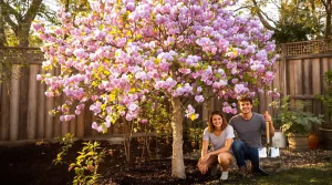 Cet arbre pousse aussi vite que le bambou, mais sa floraison remarquable fait toute la difference