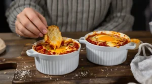 Quand je n’ai envie de rien préparer, je fais ces œufs cocotte à la tomate et au fromage en 12 minutes